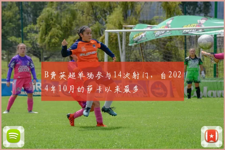 B费英超单场参与14次射门，自2024年10月的萨卡以来最多